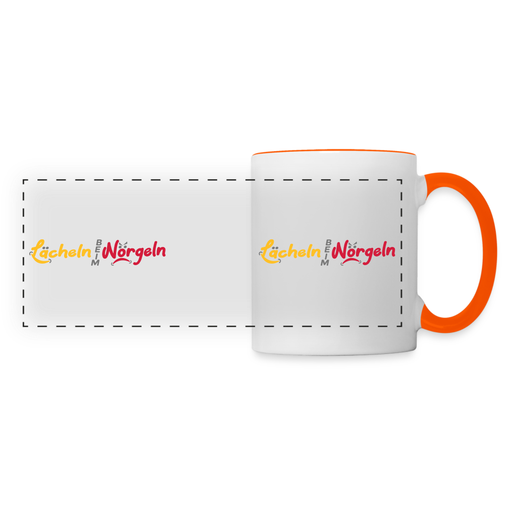 Lächeln beim Nörgeln - Tasse zweifarbig - Weiß/Orange