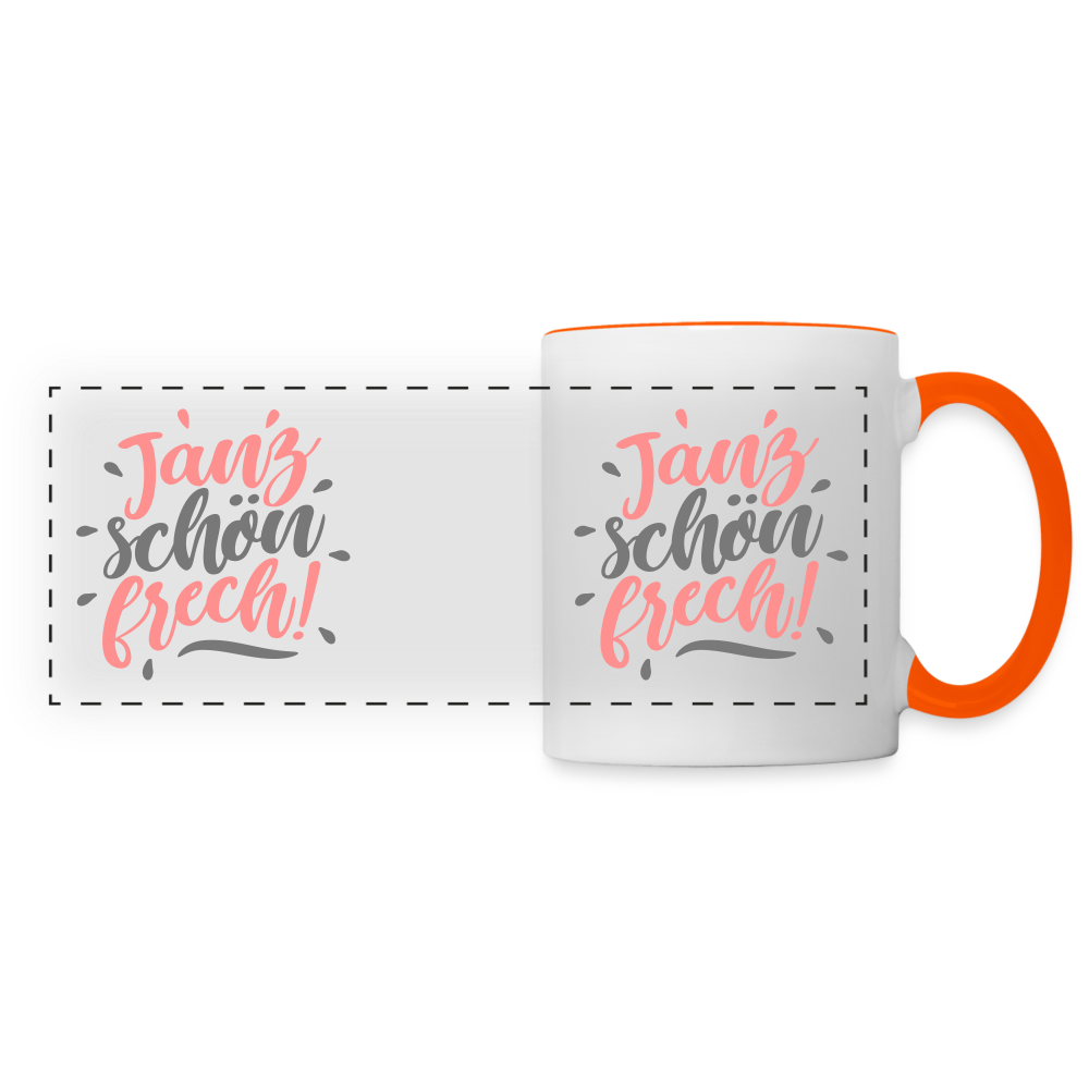 Janz schön frech! - Tasse zweifarbig - Weiß/Orange