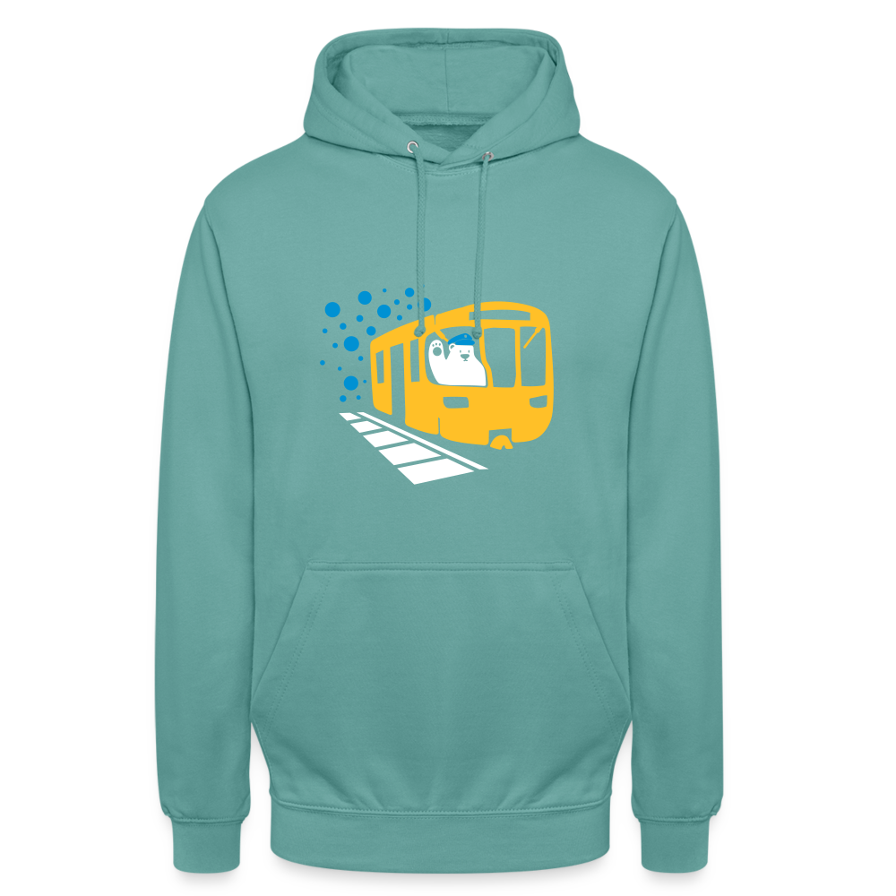 Bär in U-Bahn Kommt - Unisex Hoodie - Pastelltürkis