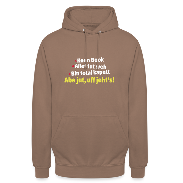 aba jut, uff jeht's! - Unisex Hoodie - Mokka