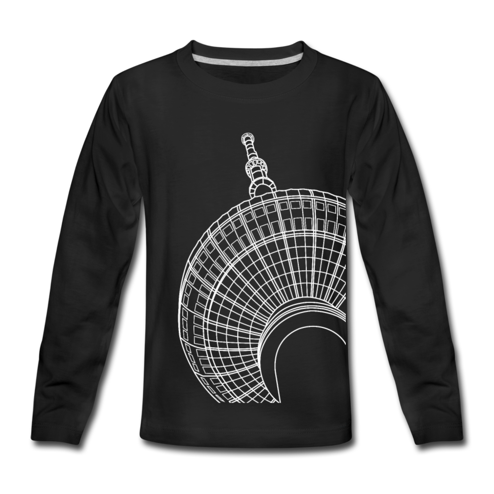 Der Turm von unten - weiß - Kinder Langarmshirt - Schwarz