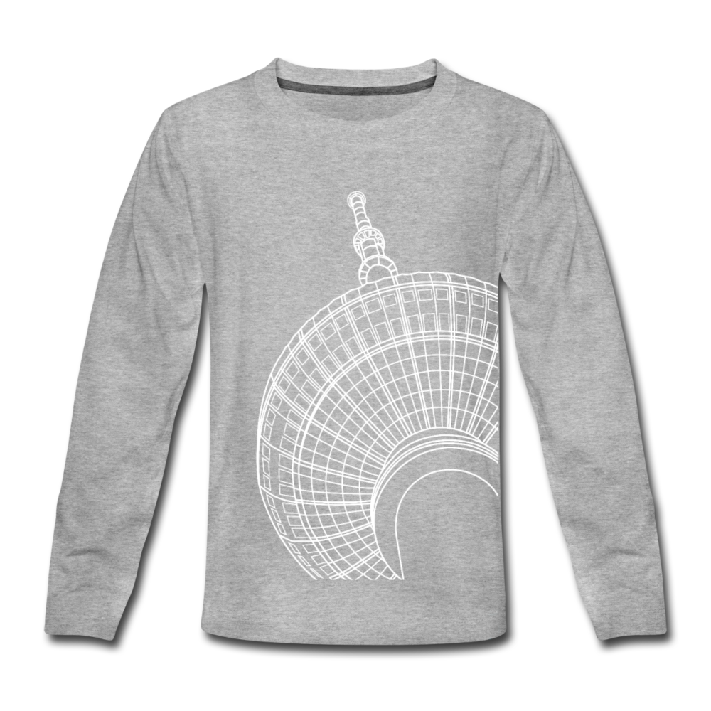 Der Turm von unten - weiß - Kinder Langarmshirt - Grau meliert
