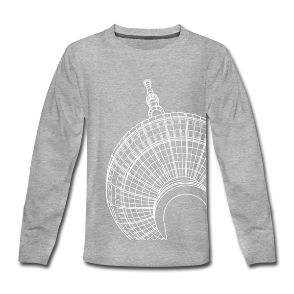 Der Turm von unten - weiß - Kinder Langarmshirt - Grau meliert