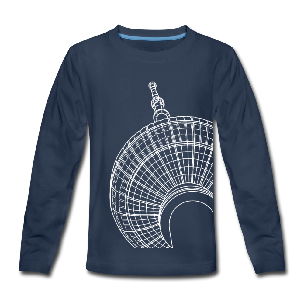 Der Turm von unten - weiß - Kinder Langarmshirt - Navy