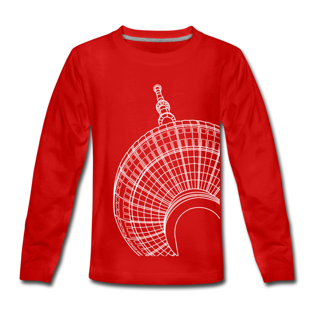 Der Turm von unten - weiß - Kinder Langarmshirt - Rot