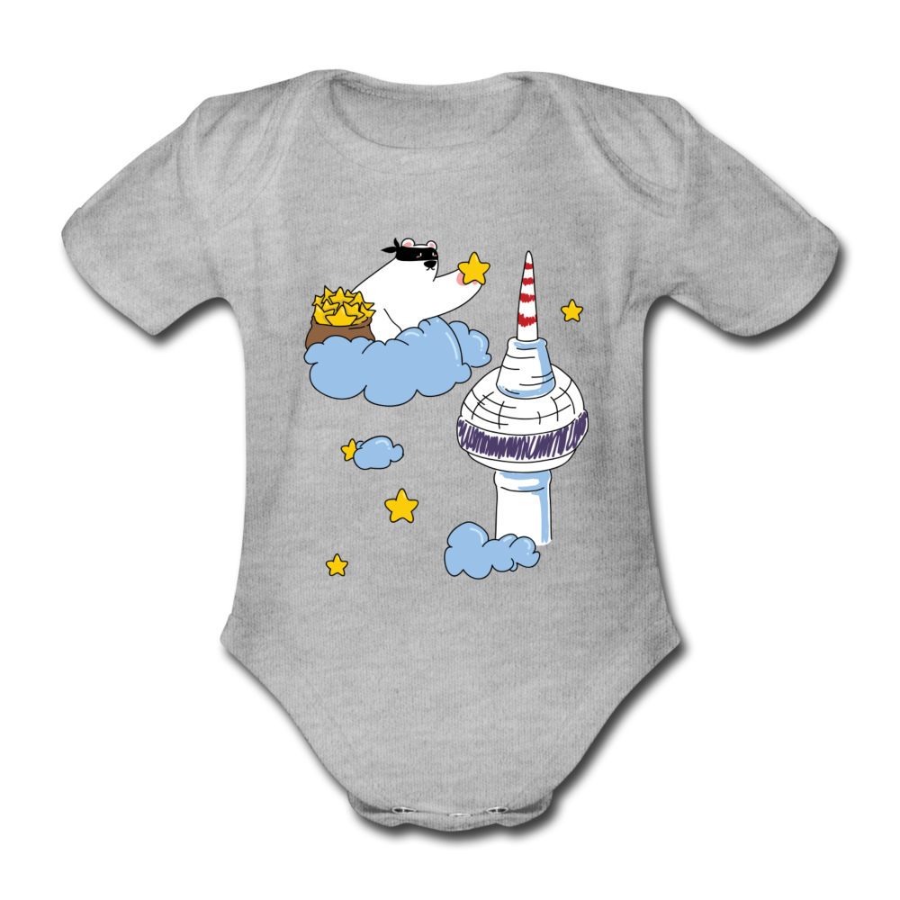 Berliner Bär bei Nacht - Bio-Kurzarmbody - Grau meliert