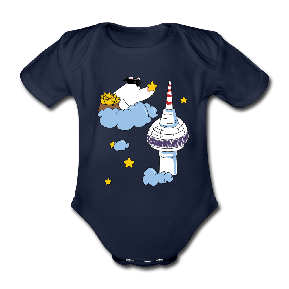 Berliner Bär bei Nacht - Bio-Kurzarmbody - Dunkelnavy