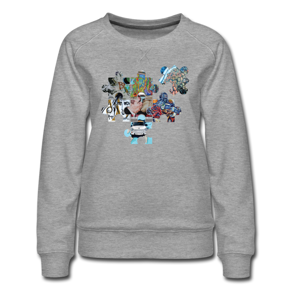 Berliner Mauer Puzzle - Frauen Premium Sweatshirt - Grau meliert