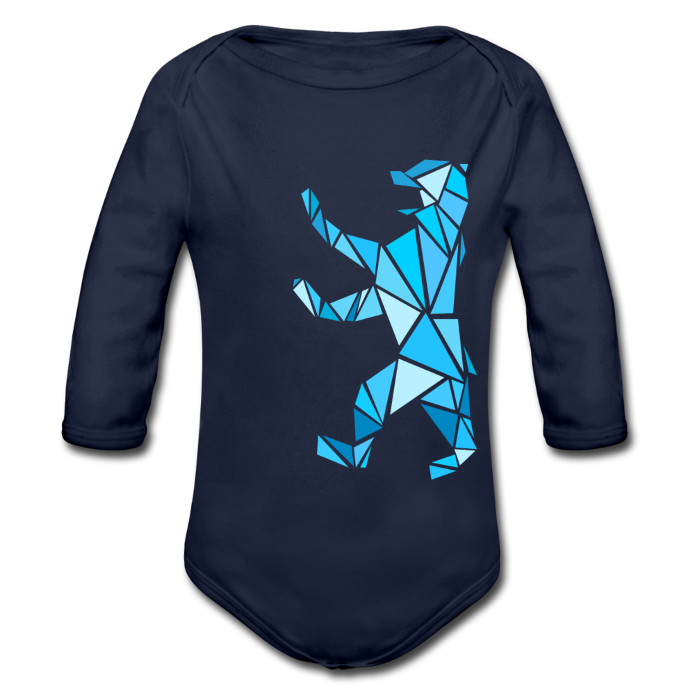 Berliner Bär Geometrie - Bio-Langarmbody - Dunkelnavy