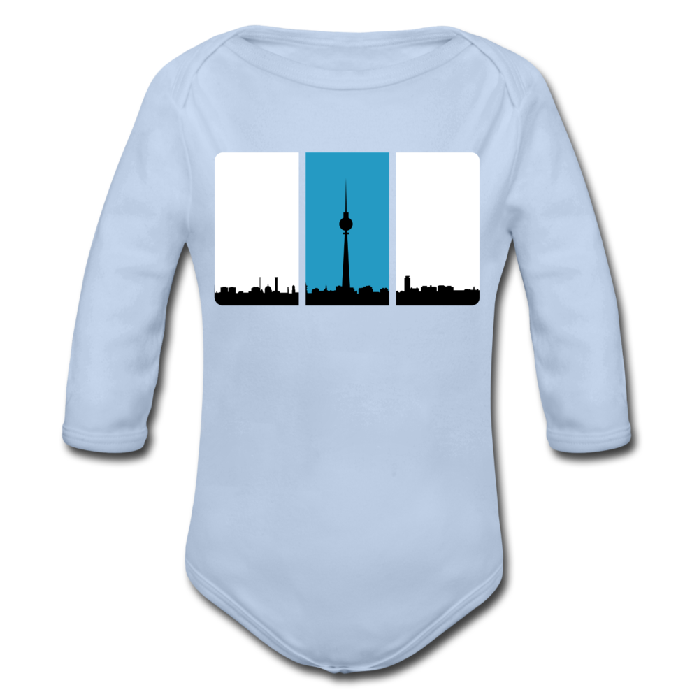 Berliner Skyline in Streifen - Bio-Langarmbody - Sky