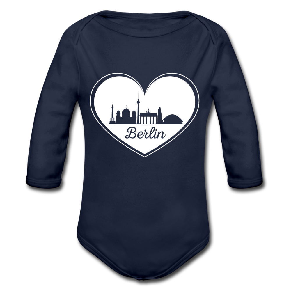 I love Berlin weiß - Bio-Langarmbody - Dunkelnavy