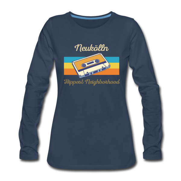 Hippes Neukölln - Frauen Premium Langarmshirt - Navy