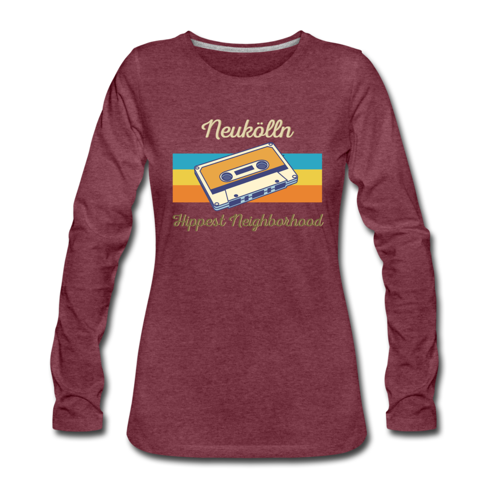 Hippes Neukölln - Frauen Premium Langarmshirt - Bordeauxrot meliert