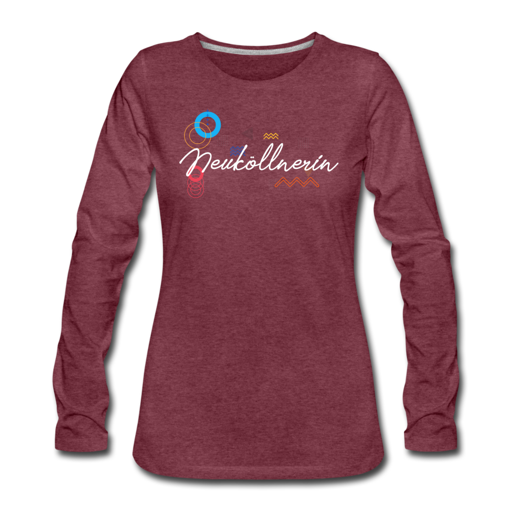 Neuköllnerin - Frauen Premium Langarmshirt - Bordeauxrot meliert