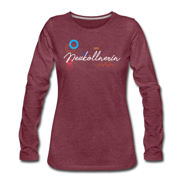 Neuköllnerin - Frauen Premium Langarmshirt - Bordeauxrot meliert