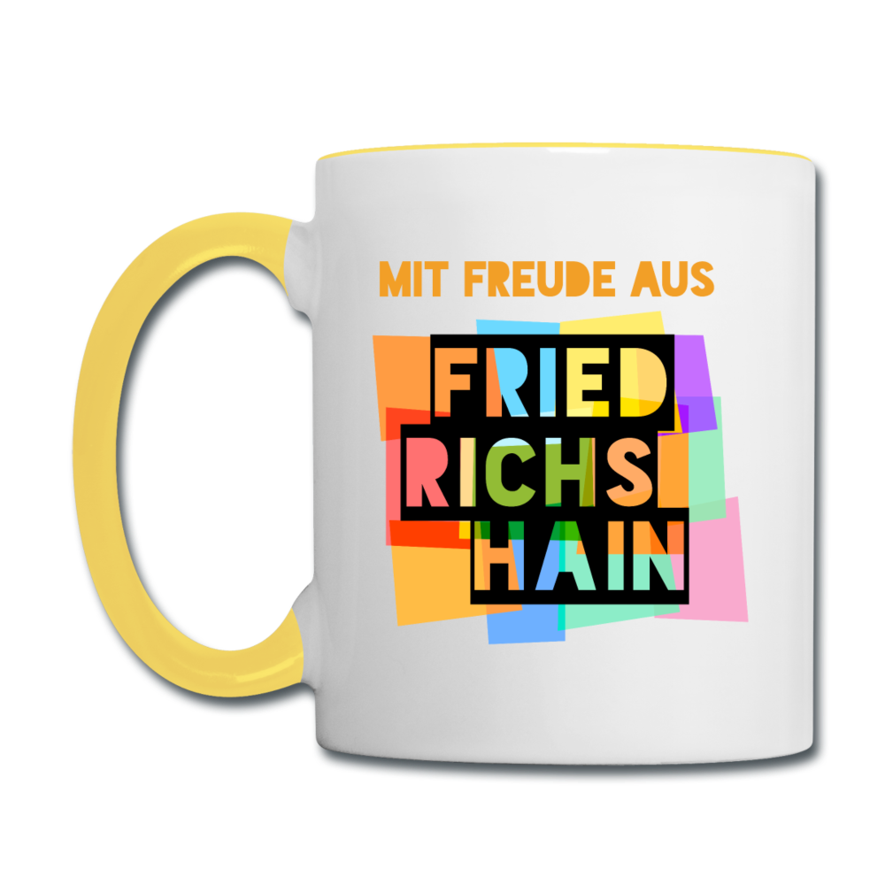 Freude aus Friedrichshain - Tasse zweifarbig - Weiß/Gelb