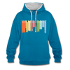 Wilmersdorf Regen - Kontrast Hoodie - Pfauenblau/Grau meliert