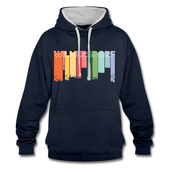 Wilmersdorf Regen - Kontrast Hoodie - Navy/Grau meliert