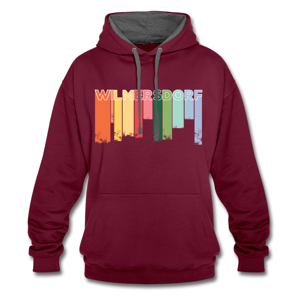 Wilmersdorf Regen - Kontrast Hoodie - Weinrot/Anthrazit