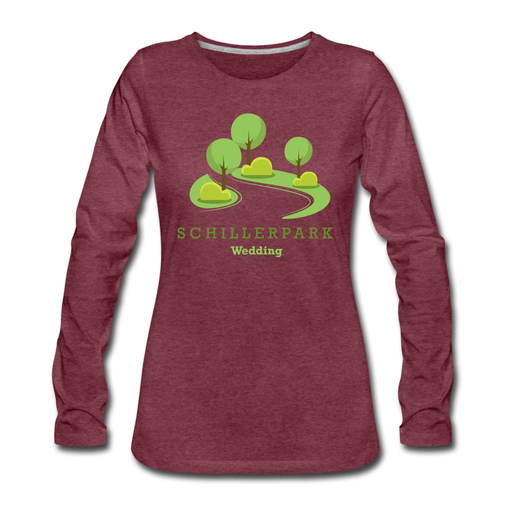 Schillerpark - Frauen Premium Langarmshirt - Bordeauxrot meliert