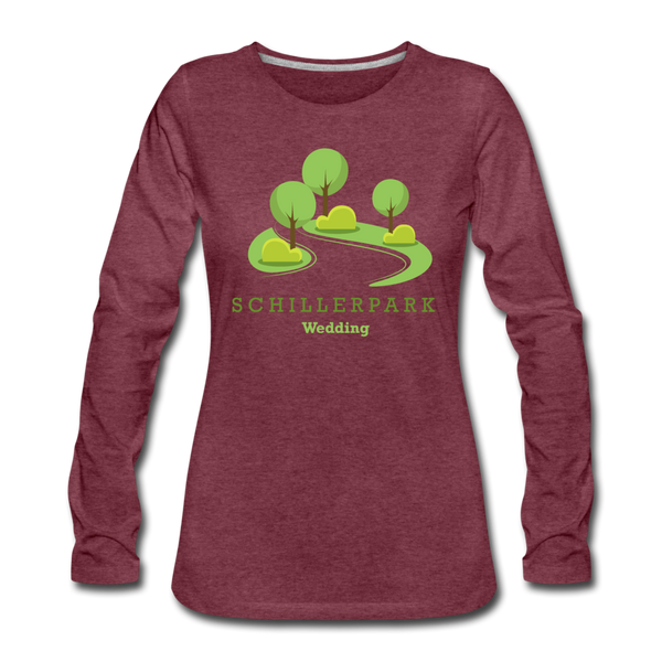 Schillerpark - Frauen Premium Langarmshirt - Bordeauxrot meliert