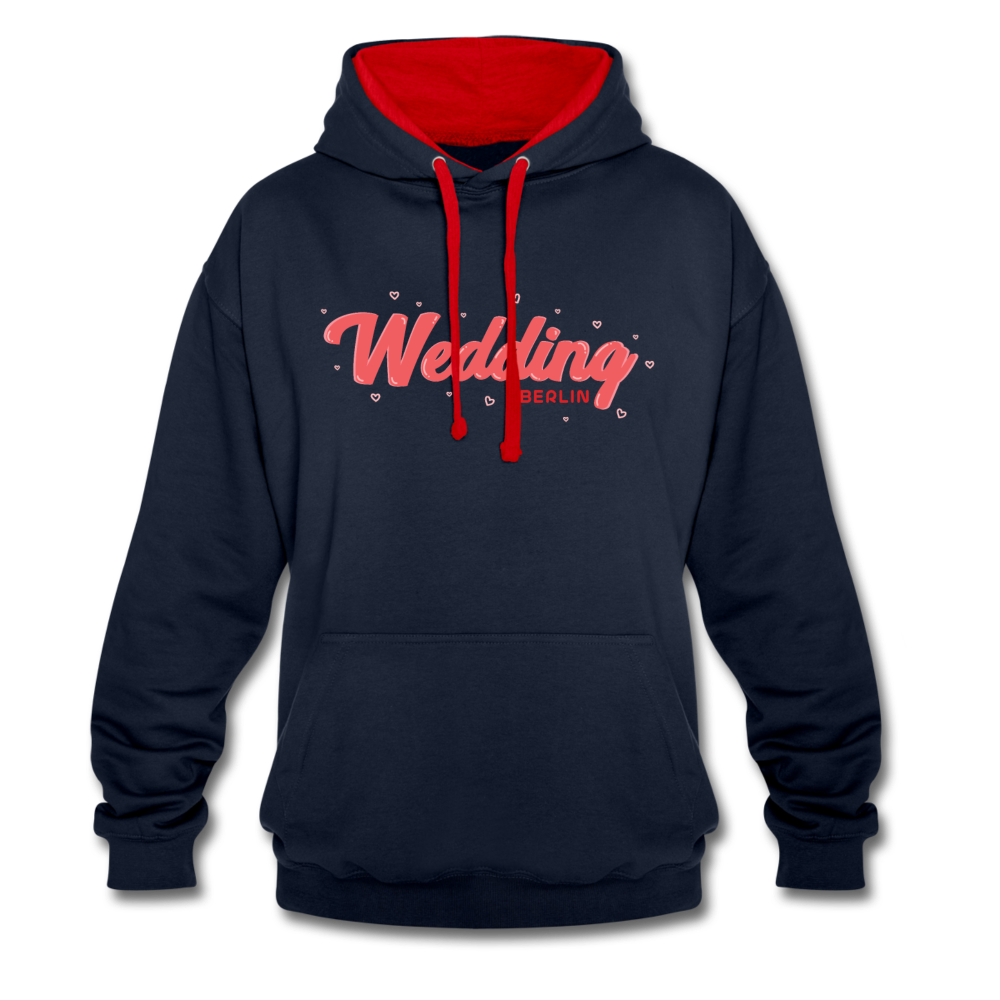 Wedding Berlin - Kontrast Hoodie - Navy/Rot