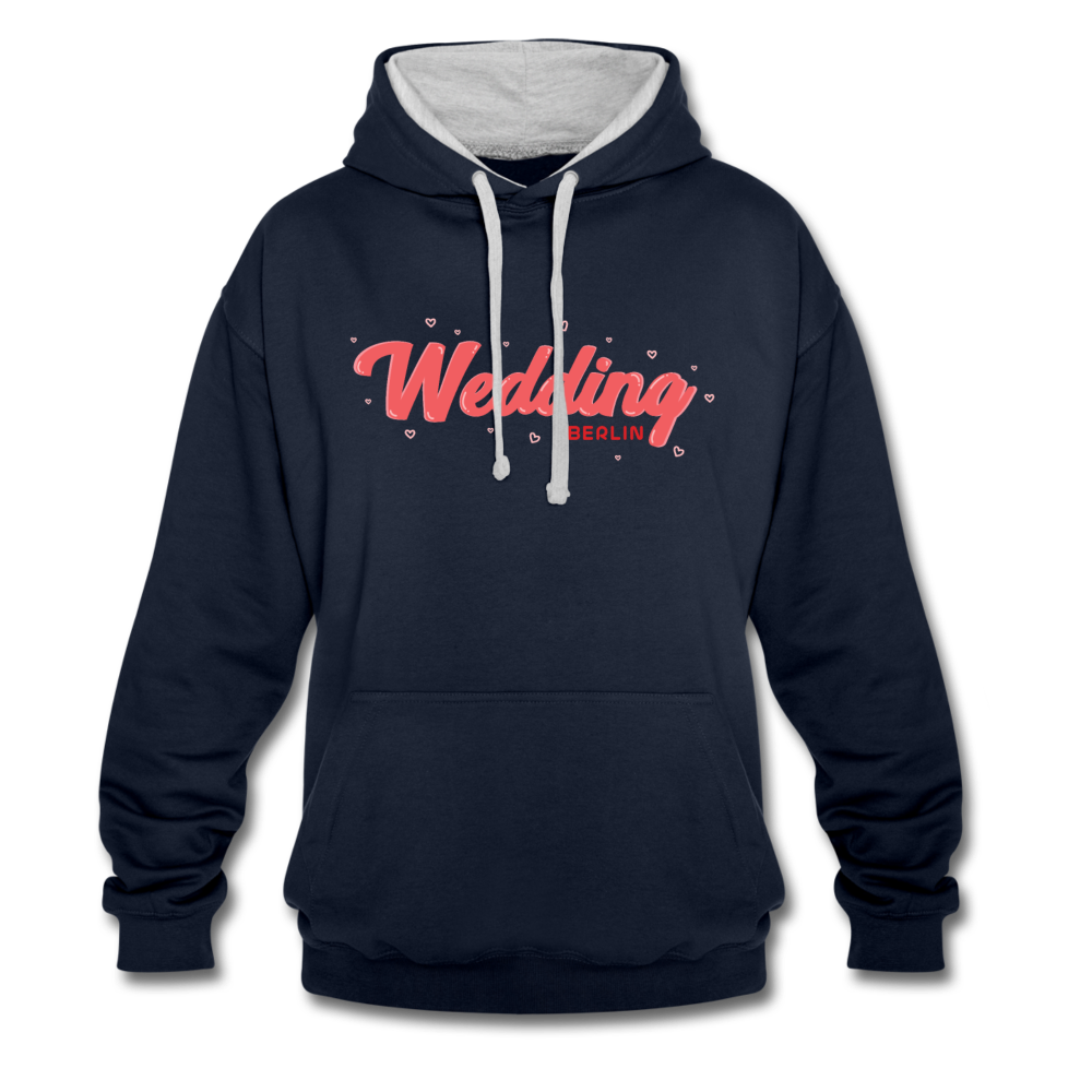 Wedding Berlin - Kontrast Hoodie - Navy/Grau meliert