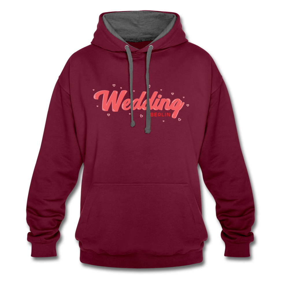 Wedding Berlin - Kontrast Hoodie - Weinrot/Anthrazit