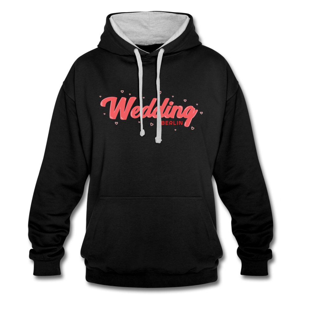 Wedding Berlin - Kontrast Hoodie - Schwarz/Grau meliert