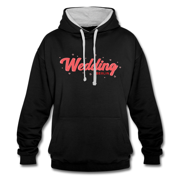 Wedding Berlin - Kontrast Hoodie - Schwarz/Grau meliert