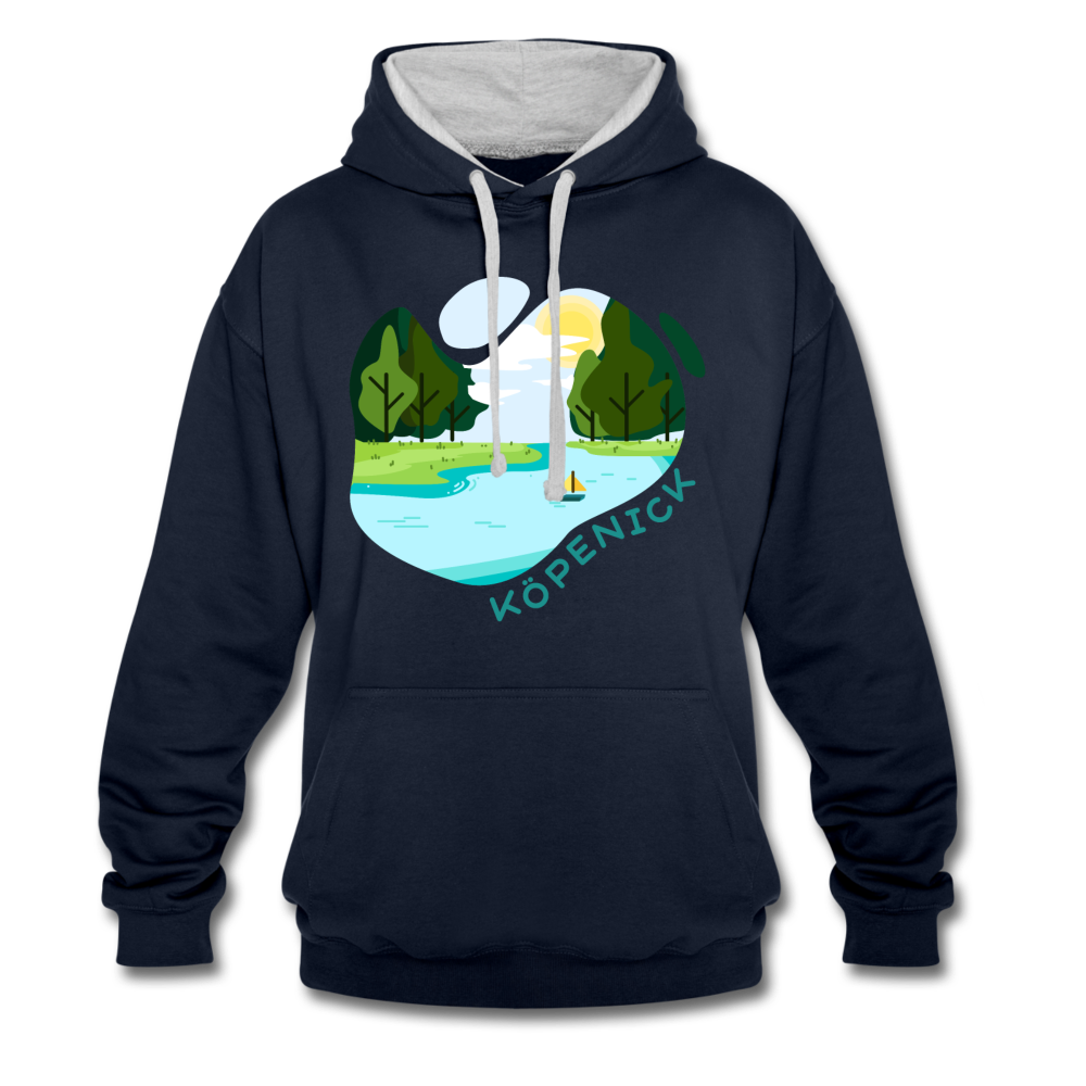 Köpenick am Wasser - Kontrast Hoodie - Navy/Grau meliert