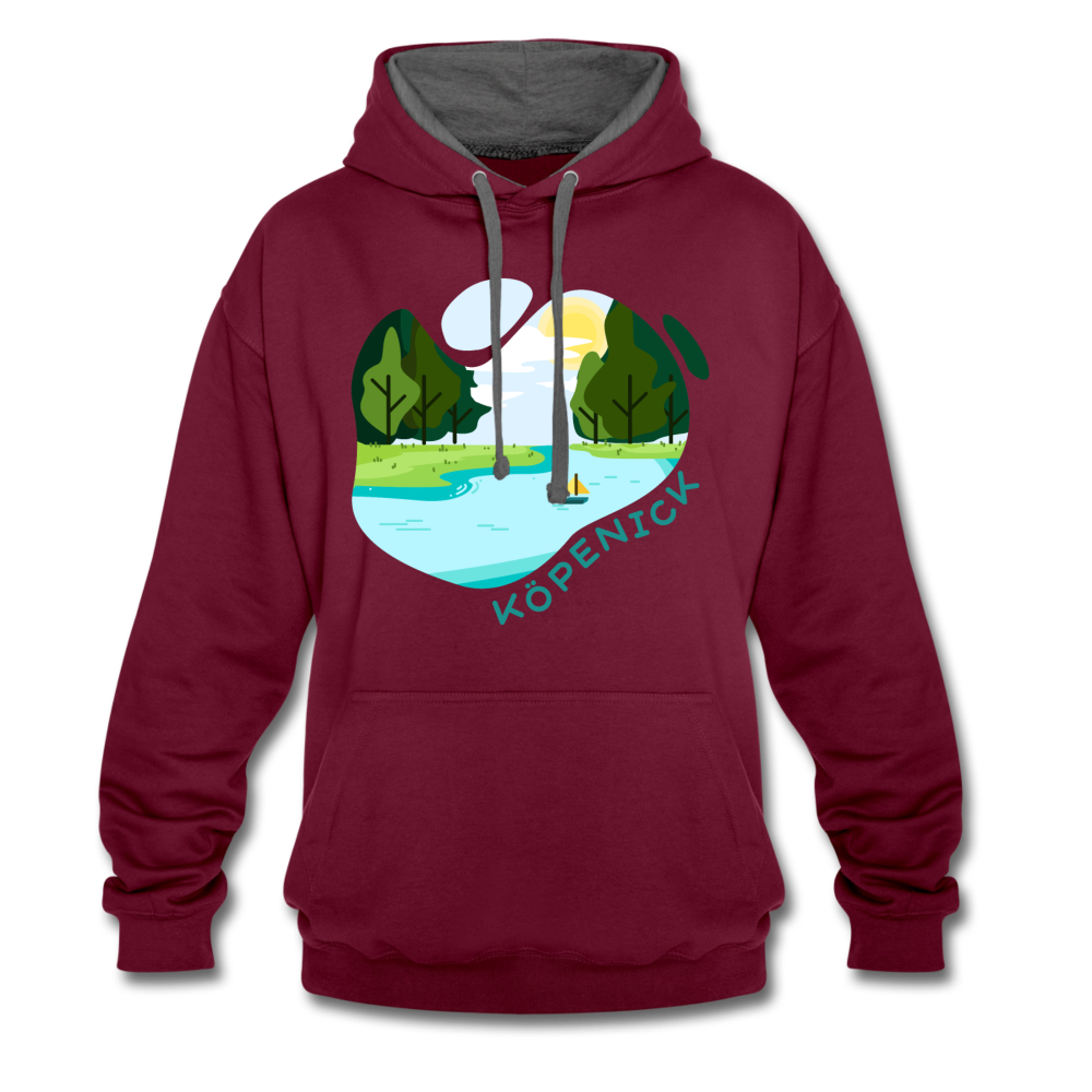 Köpenick am Wasser - Kontrast Hoodie - Weinrot/Anthrazit