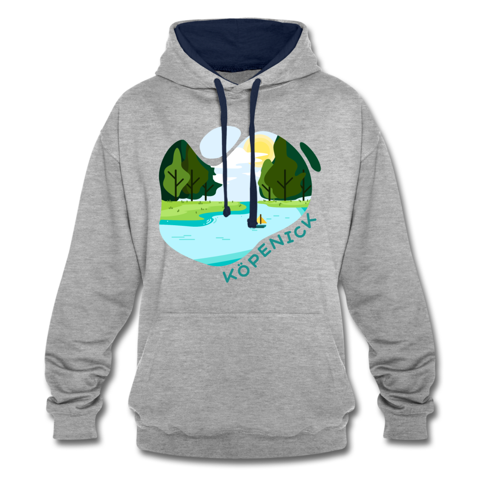 Köpenick am Wasser - Kontrast Hoodie - Grau meliert/Navy
