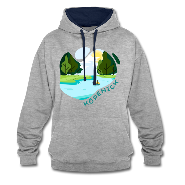 Köpenick am Wasser - Kontrast Hoodie - Grau meliert/Navy