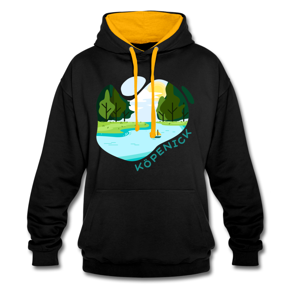 Köpenick am Wasser - Kontrast Hoodie - Schwarz/Gold