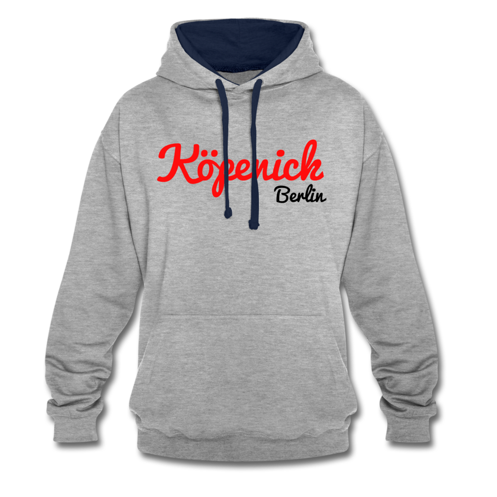 Köpenick - Kontrast Hoodie - Grau meliert/Navy