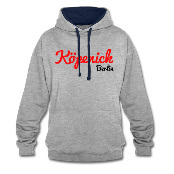 Köpenick - Kontrast Hoodie - Grau meliert/Navy