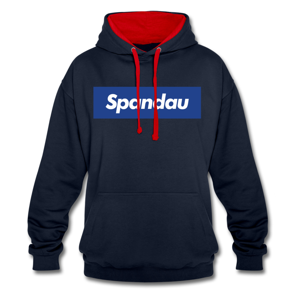 Spandau blau - Kontrast Hoodie - Navy/Rot