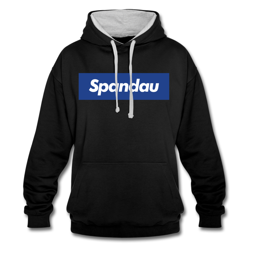Spandau blau - Kontrast Hoodie - Schwarz/Grau meliert