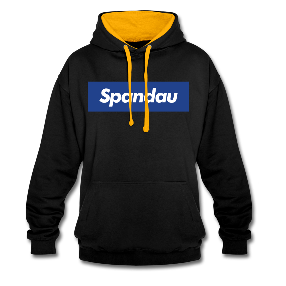 Spandau blau - Kontrast Hoodie - Schwarz/Gold