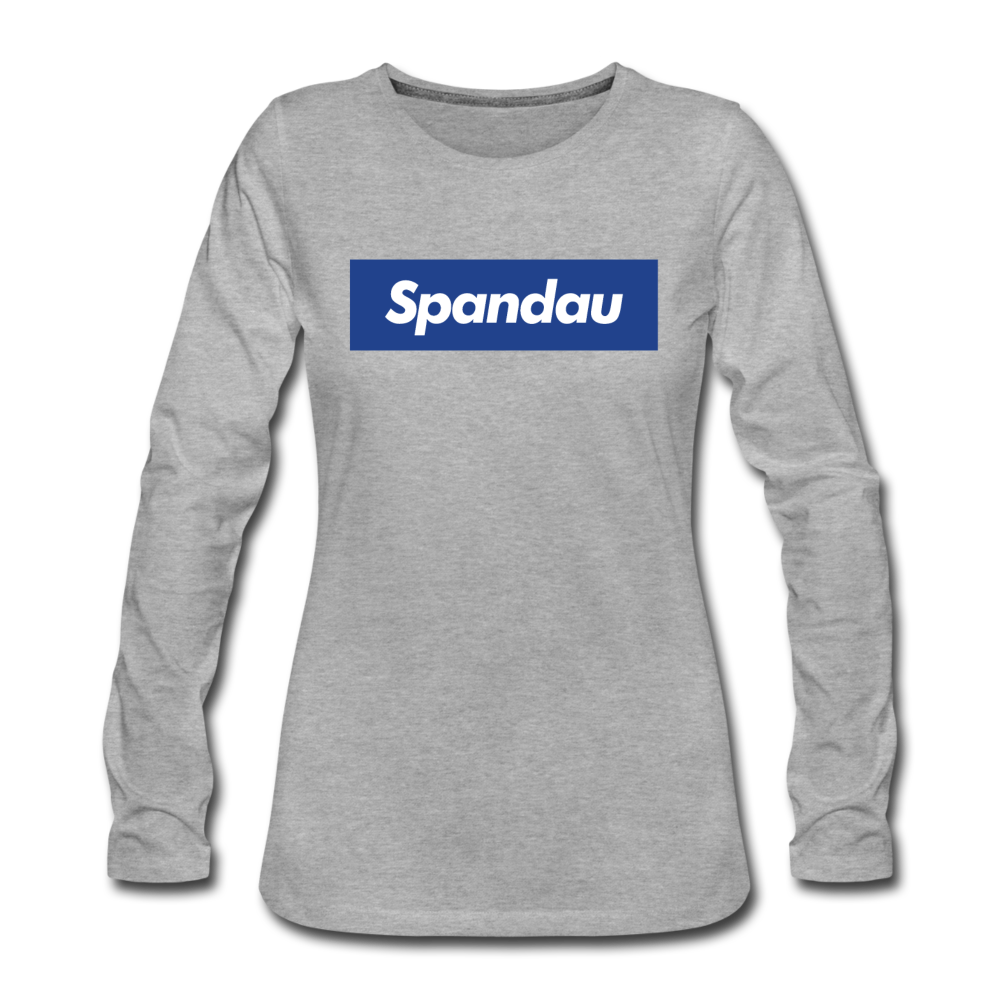 Spandau blau - Frauen Premium Langarmshirt - Grau meliert