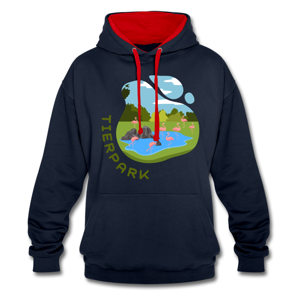 Tierpark - Kontrast Hoodie - Navy/Rot