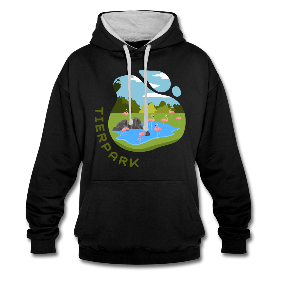 Tierpark - Kontrast Hoodie - Schwarz/Grau meliert