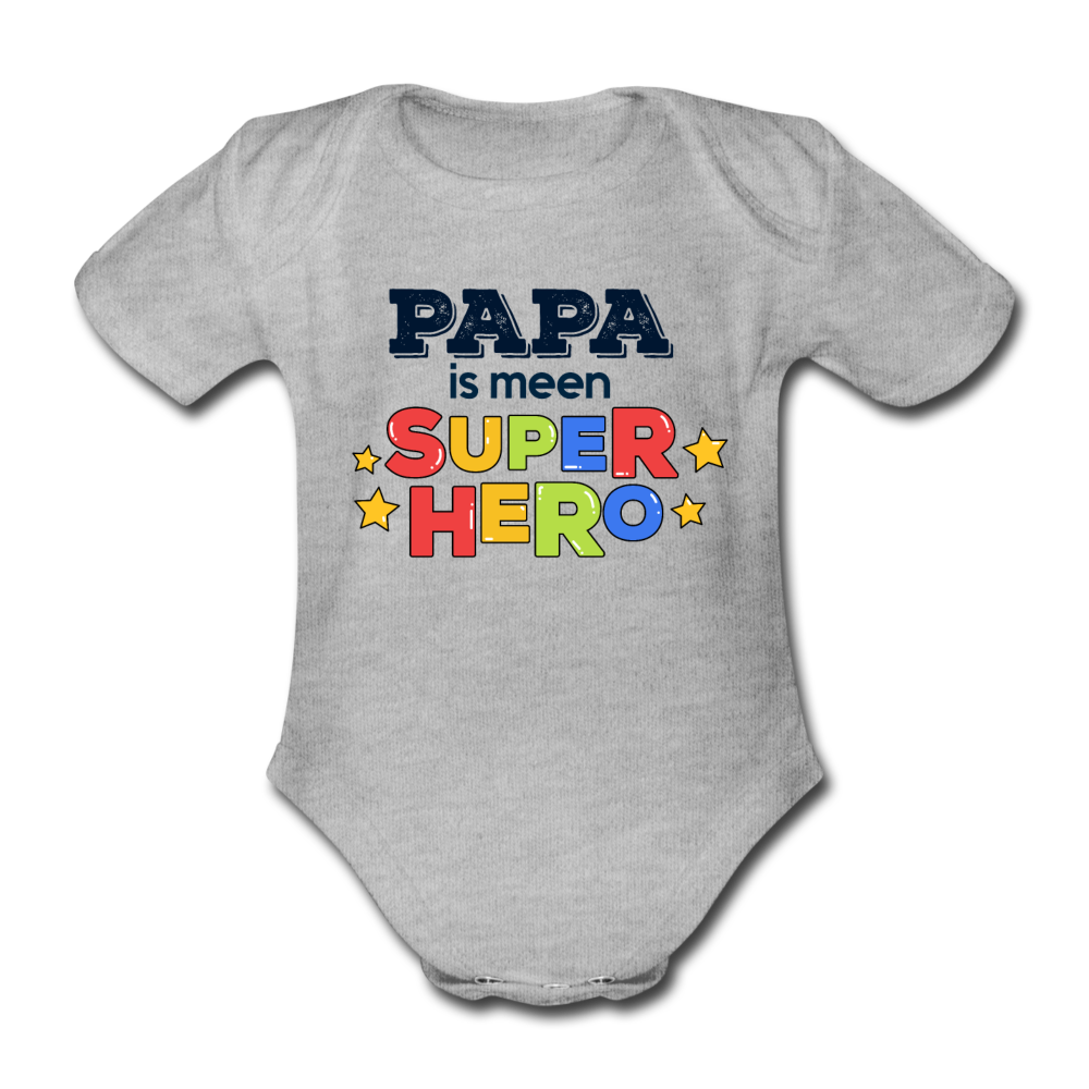 Super Hero - Bio-Kurzarmbody - Grau meliert