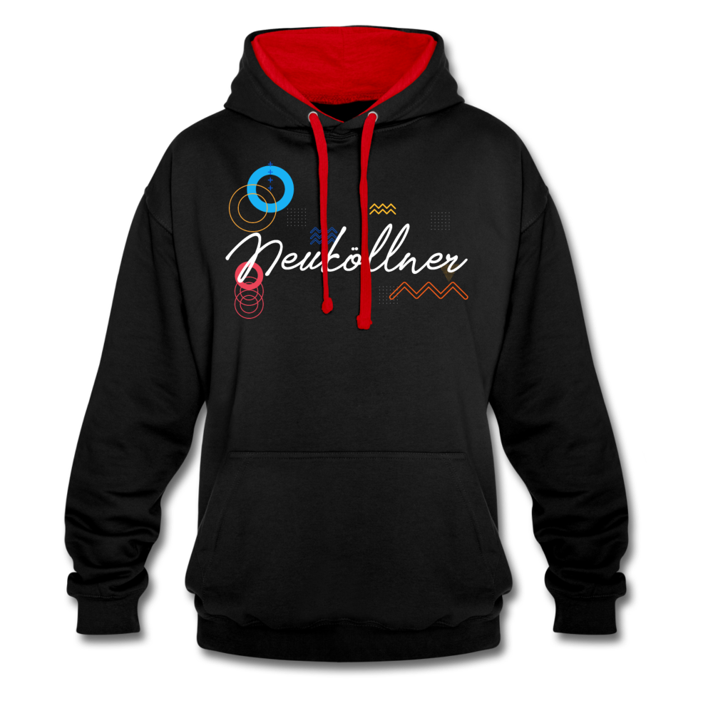 Neuköllner - Kontrast Hoodie - Schwarz/Rot