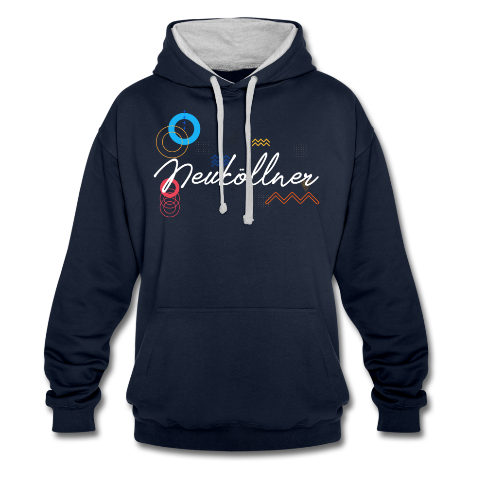 Neuköllner - Kontrast Hoodie - Navy/Grau meliert