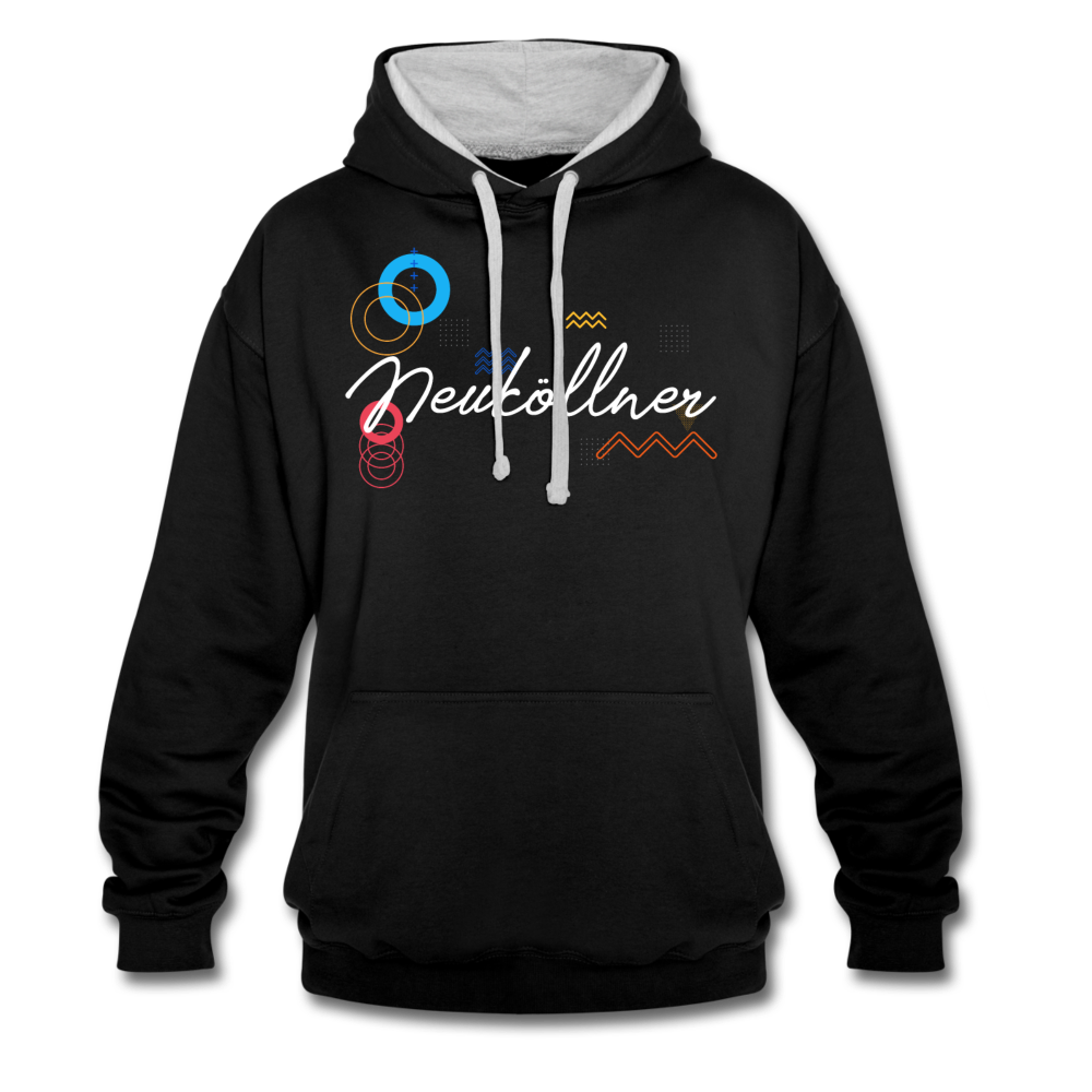 Neuköllner - Kontrast Hoodie - Schwarz/Grau meliert
