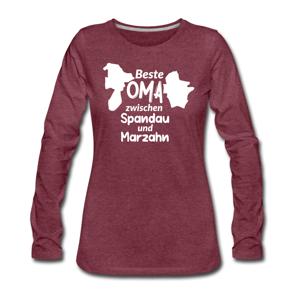 Beste Oma - Frauen Premium Langarmshirt - Bordeauxrot meliert