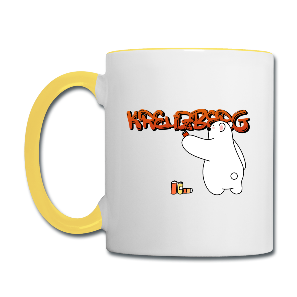Kreuzberg Graffiti - Tasse zweifarbig - Weiß/Gelb