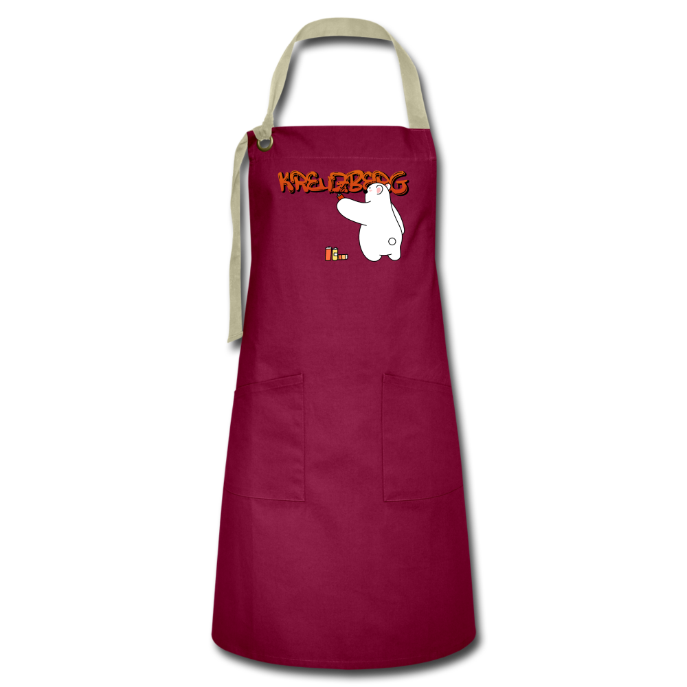 Kreuzberg Graffiti - Kontrastschürze - Burgunderrot / Sandfarben